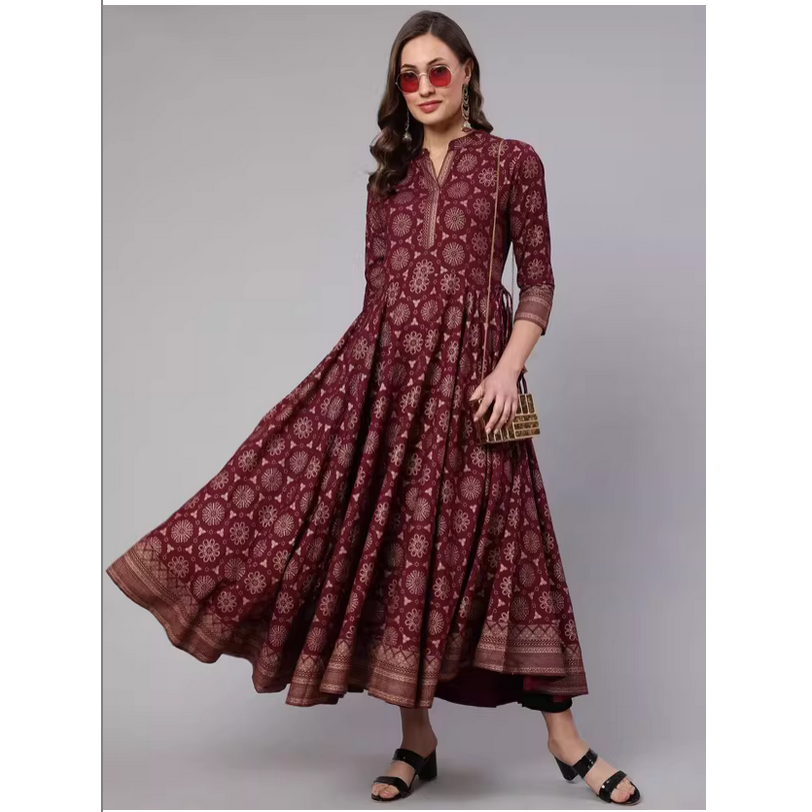 Summer Clothing Pakistan - Collection Printemps/Été Robe longue rouge bordeaux