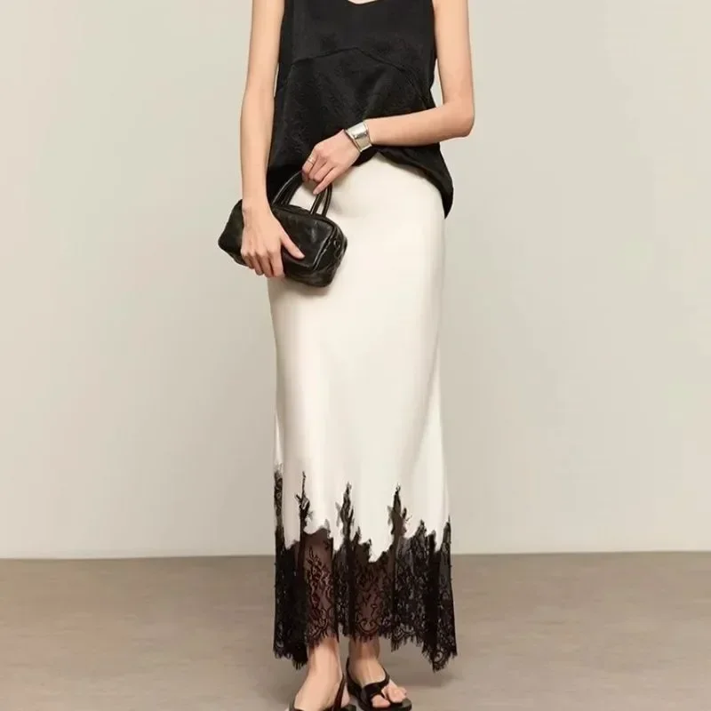 Summer Clothing Wraps - Jupe mi-longue à garniture en dentelle