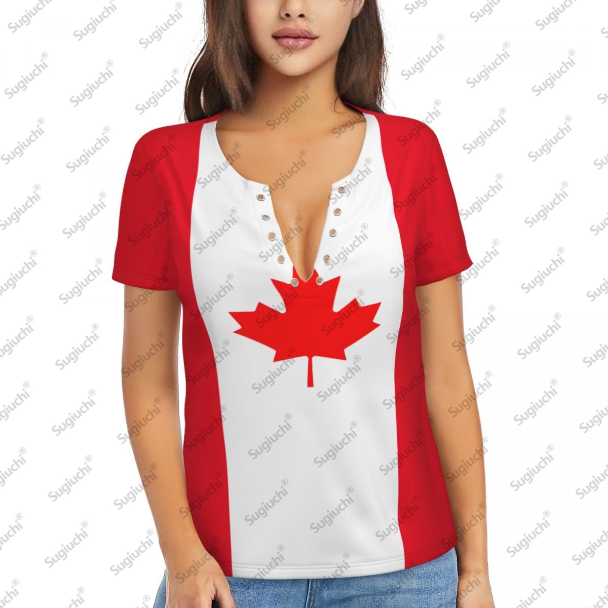 2025 Canada drapeau Sexy col e - Summer Clothing Women Canada avis et prix